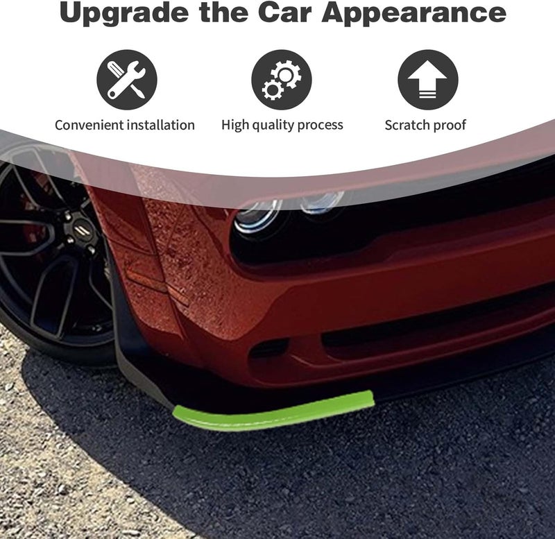 PDKLIN for Challenger Front Bumper Lip Splitter Protector Cover Trim for 2015-2023 Dodge Challenger GT RT SRT Green Exterior Accessories 2pcs - Image 4